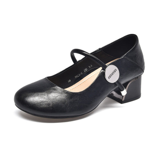 Damen elegante Mary Jane Ballerinas mit herausnehmbarem Fußbett und komfortablem Blockabsatz EB
