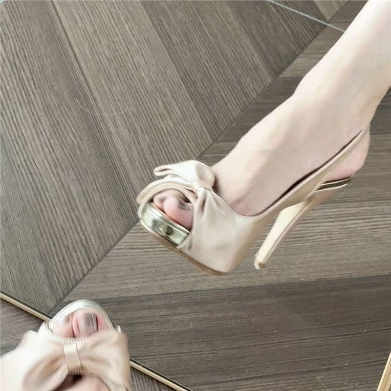 Damen Glamouröse Slingback-Pumps mit Schleifenverzierung EB