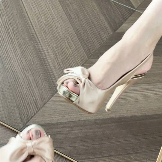 Damen Glamouröse Slingback-Pumps mit Schleifenverzierung EB