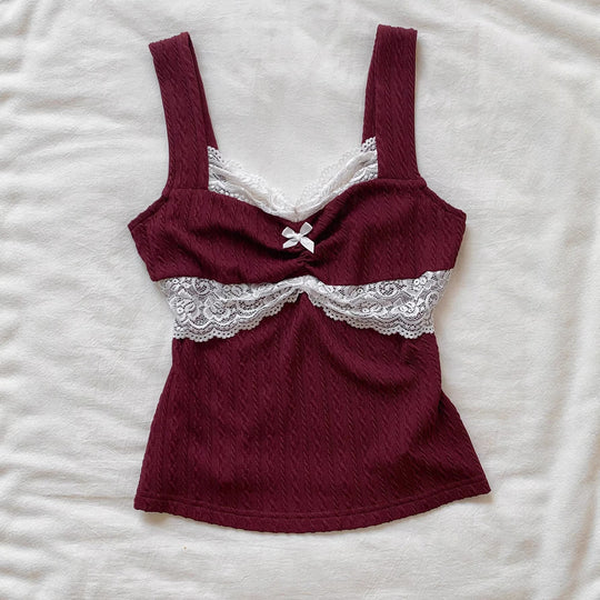 Damen Spitzen-Detail Top EB