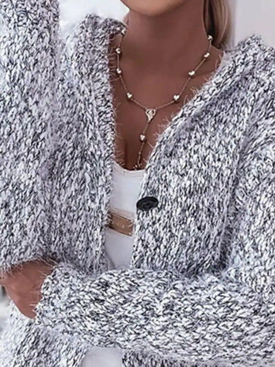 Damen Grobstrickjacke mit Kapuze und praktischen Taschen EB
