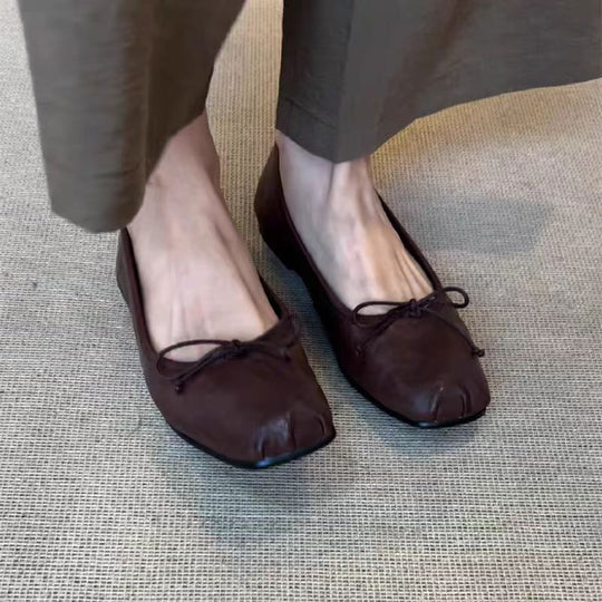 Damen Ballerinas mit eleganter Schleifenverzierung und weichem Leder EB