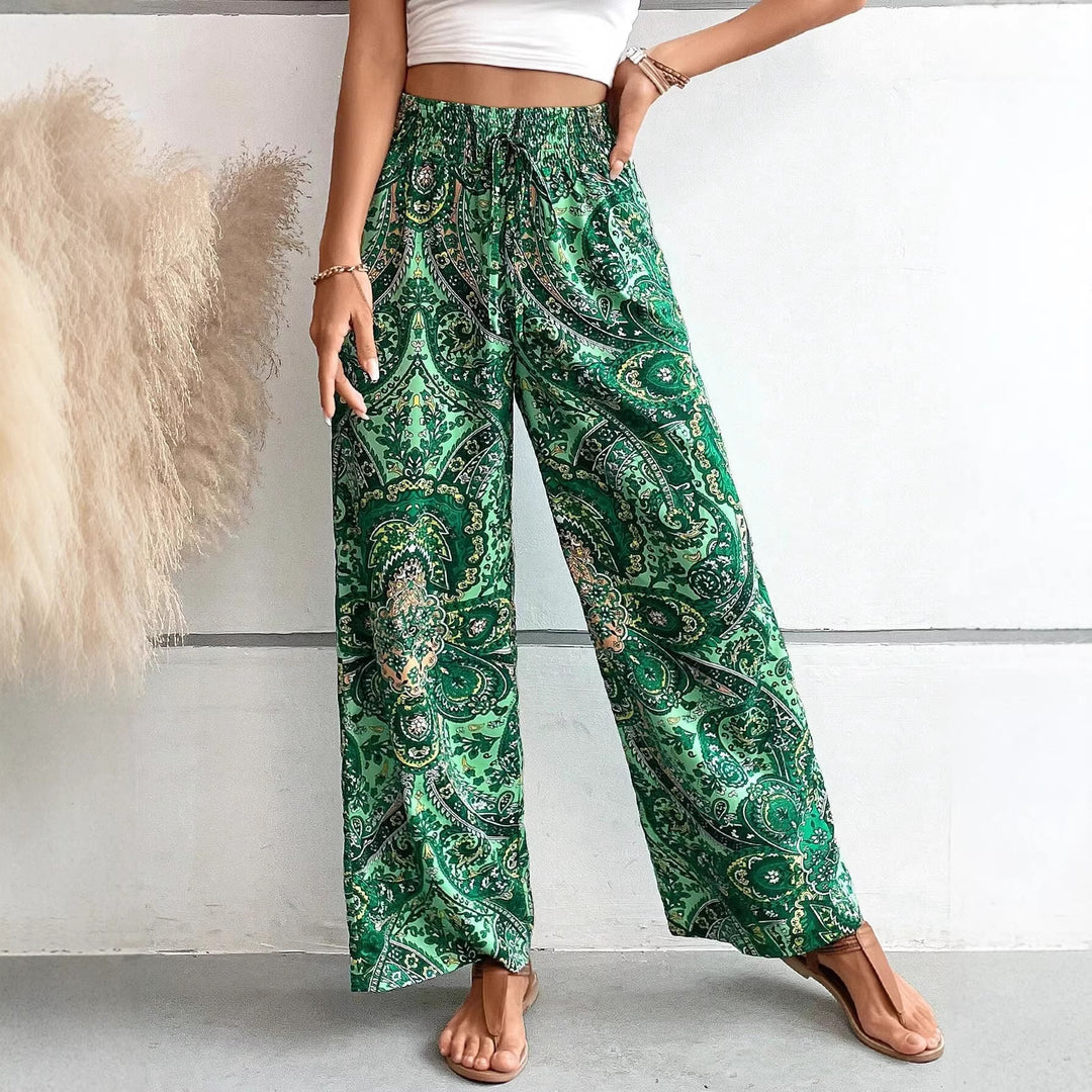 Damen lockere Palazzo-Hosen mit Paisleymuster EB