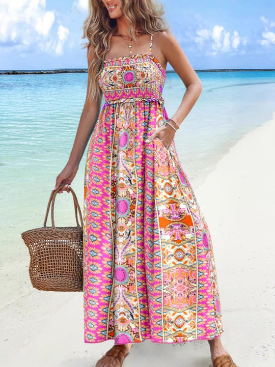 Damen Maxikleid im modernen Bohème-Stil mit dekorativem Muster EB