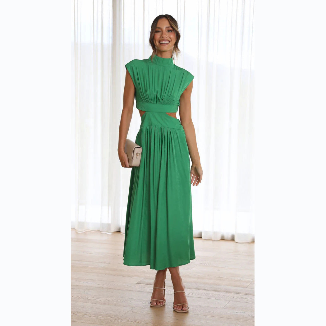 Damen Maxi-Kleid mit schickem Stehkragen und elegantem Cut-Out EB