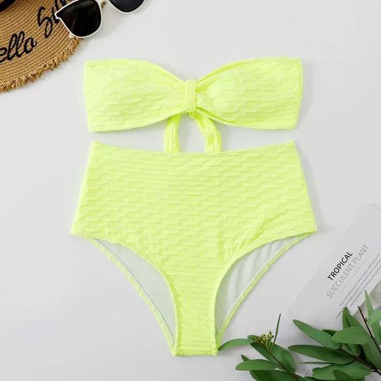 Damen Hochgeschnittener Bikini mit stylischem Knotendetail EB