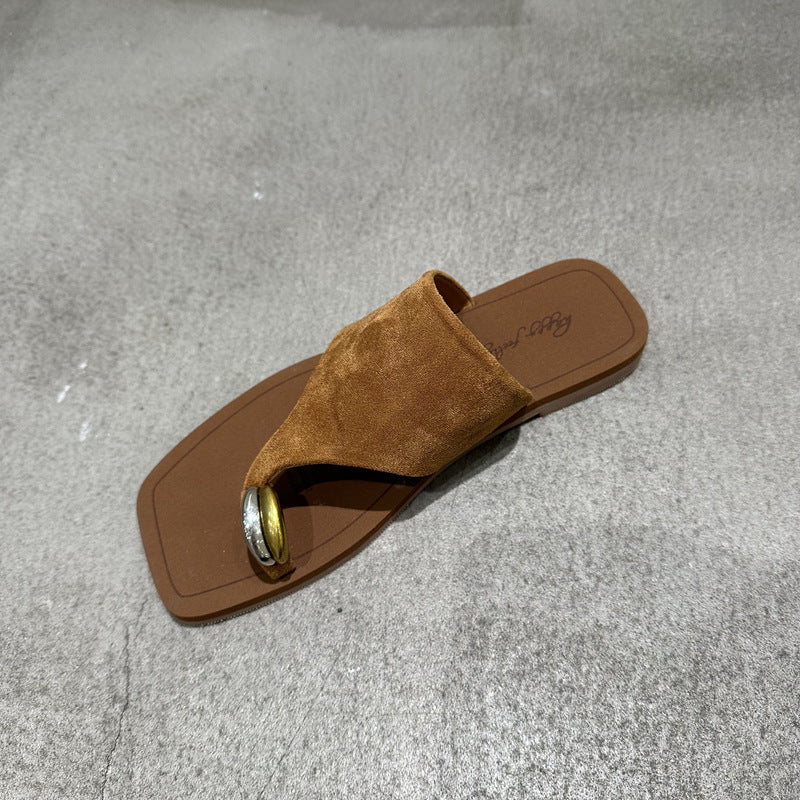 Damen Zehentrenner-Sandalen mit modischem Riemendesign und edlem Akzent EB