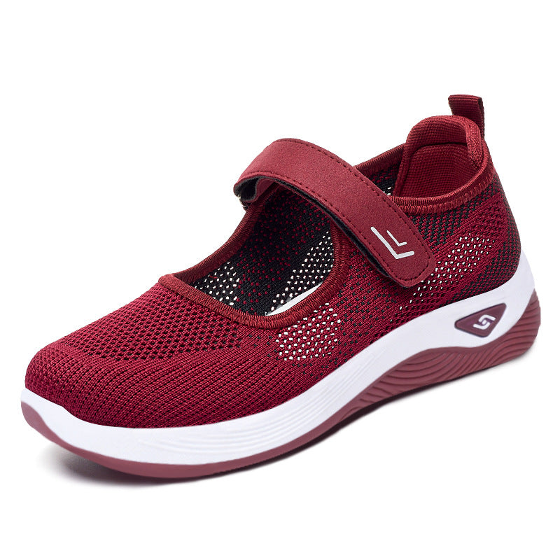 Damen Sportliche Sneakers mit Klettverschluss und atmungsaktiver Netzstruktur EB