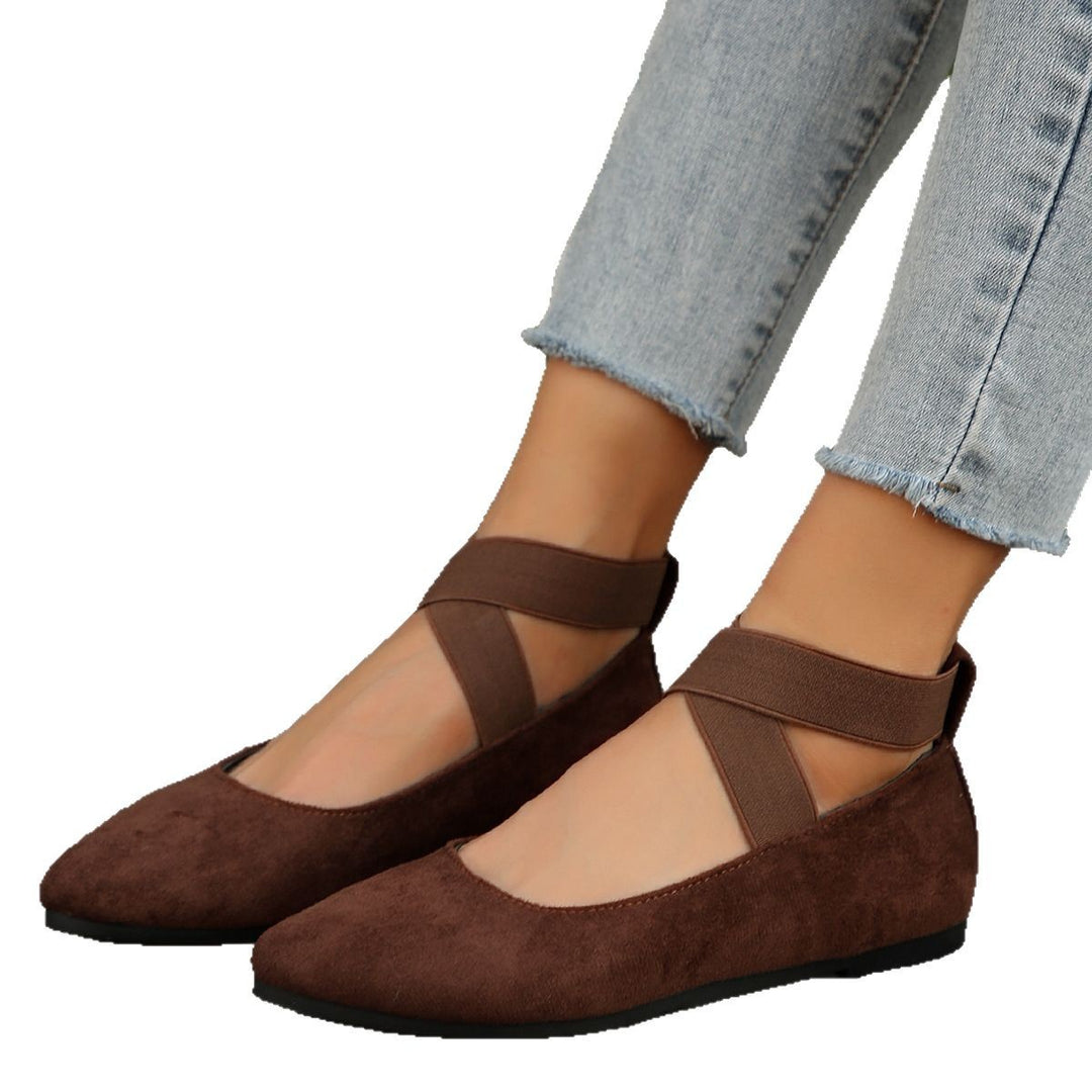 Damen elegante Ballerinas mit gekreuzten Riemen und weichem Obermaterial EB
