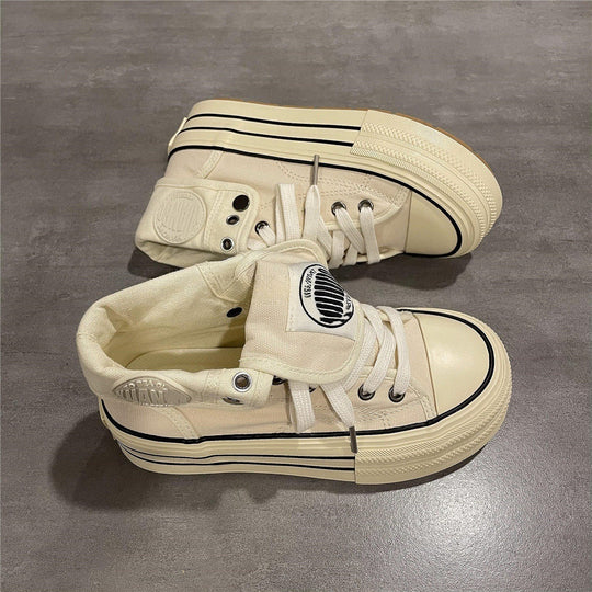 Damen High-Top Sneakers mit dicker Gummisohle und seitlichem Reißverschluss EB