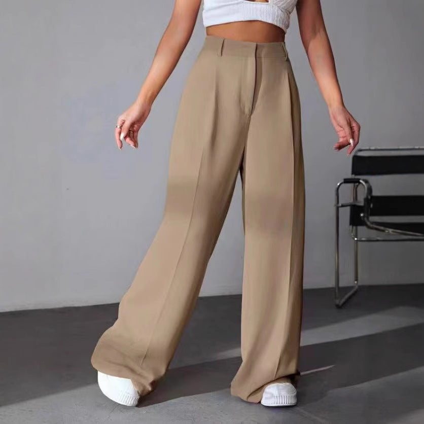 Damen weite Hochtaillen-Hose mit eleganter Faltenlegung und zeitgemäßem Schnitt EB