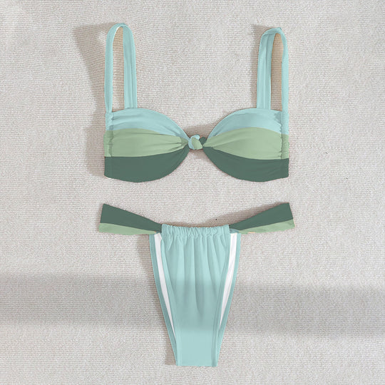 Damen Triangel-Bikini mit elastischem Bund und modischem Knotendesign EB