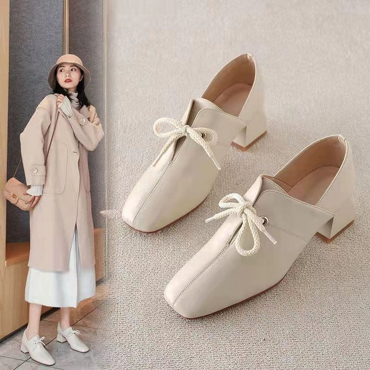 Damen elegante Schnürschuhe mit eckiger Zehenpartie und modischem Absatz EB