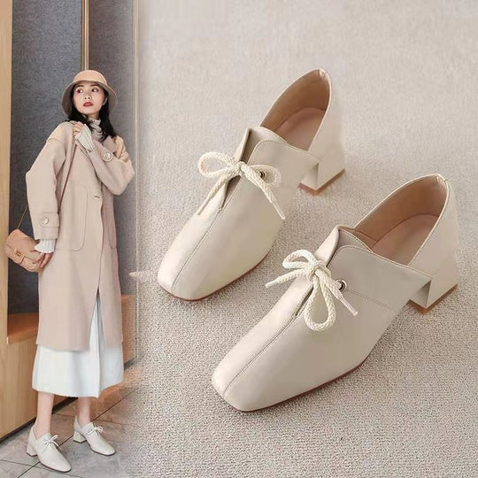 Damen elegante Schnürschuhe mit eckiger Zehenpartie und modischem Absatz EB