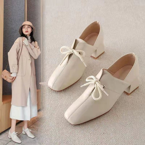 Damen elegante Schnürschuhe mit eckiger Zehenpartie und modischem Absatz EB