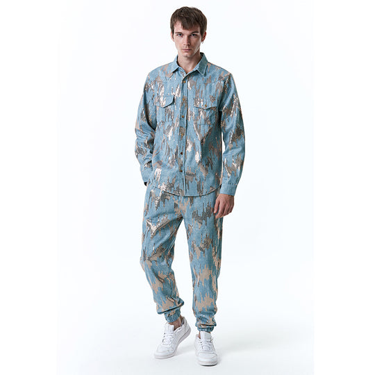 Herren Designer-Jogginganzug mit glitzerndem Muster EB