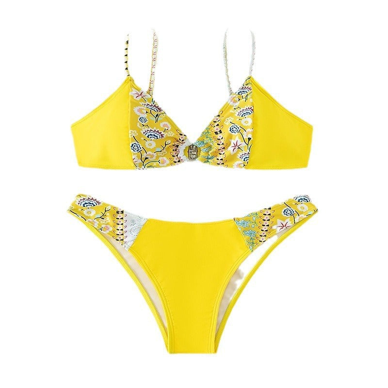 Damen Bikini-Set mit floralem Design und elegantem Knotenelement EB