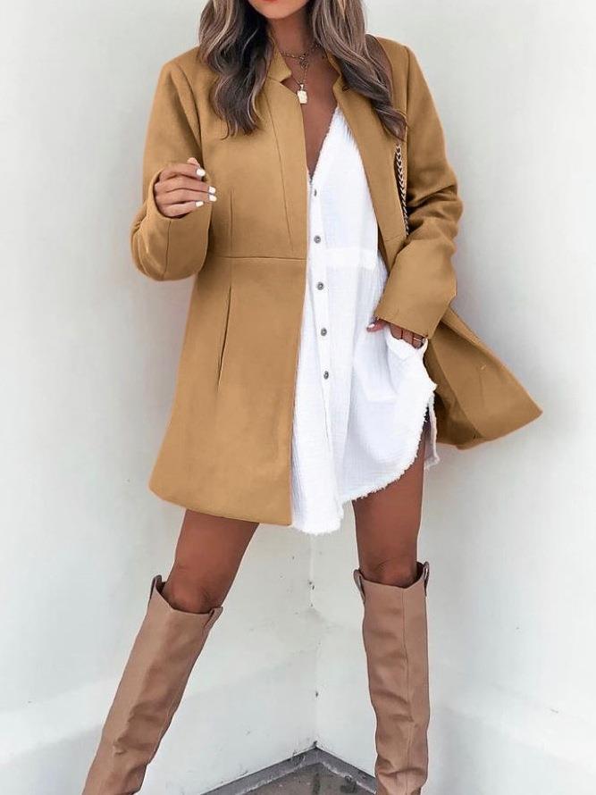 Damen Modische Übergangsjacke mit schlichten Linien und praktischen Taschen EB