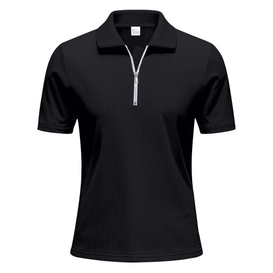 Herren Kurzarm Poloshirt mit Reißverschluss und strukturiertem Design EB