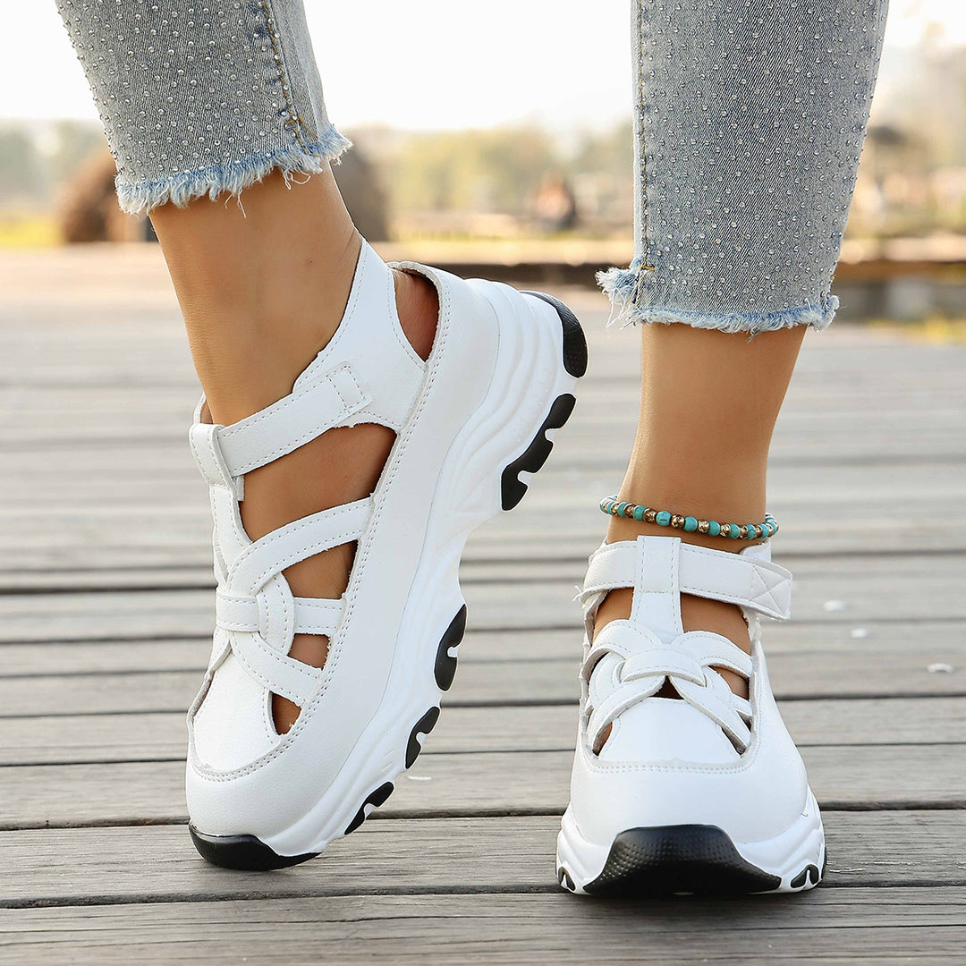 Damen Sportliche Sneaker-Sandalen mit elastischen Riemen und rutschfester Sohle EB