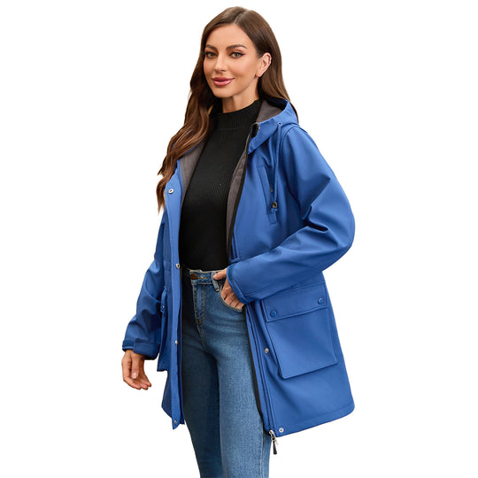Damen funktionale Outdoor-Jacke mit verstellbarem Taillenzug und Innenfutter EB
