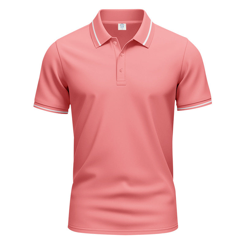 Herren nan atmungsaktives Interlock-Poloshirt mit Kontrast-Tipping, kurzer Knopfleiste und schmaler Silhouette EB