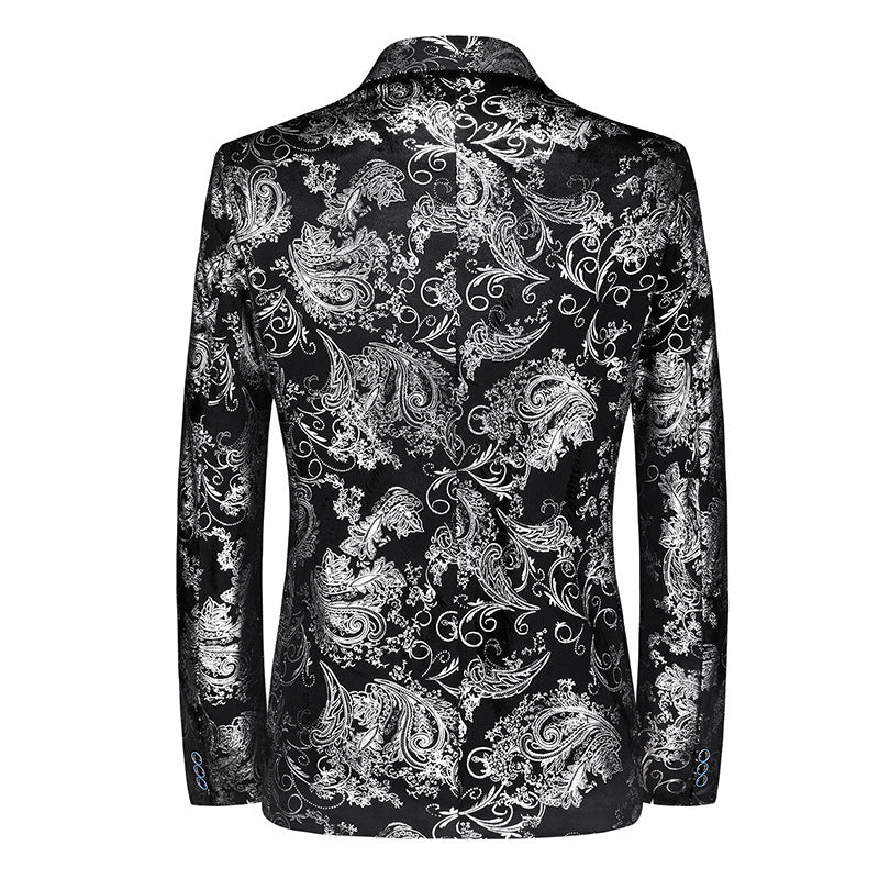Herren nan ornamentaler Smokingblazer mit Schalkragen, Slim-Fit und edlem Paisley-Druck EB