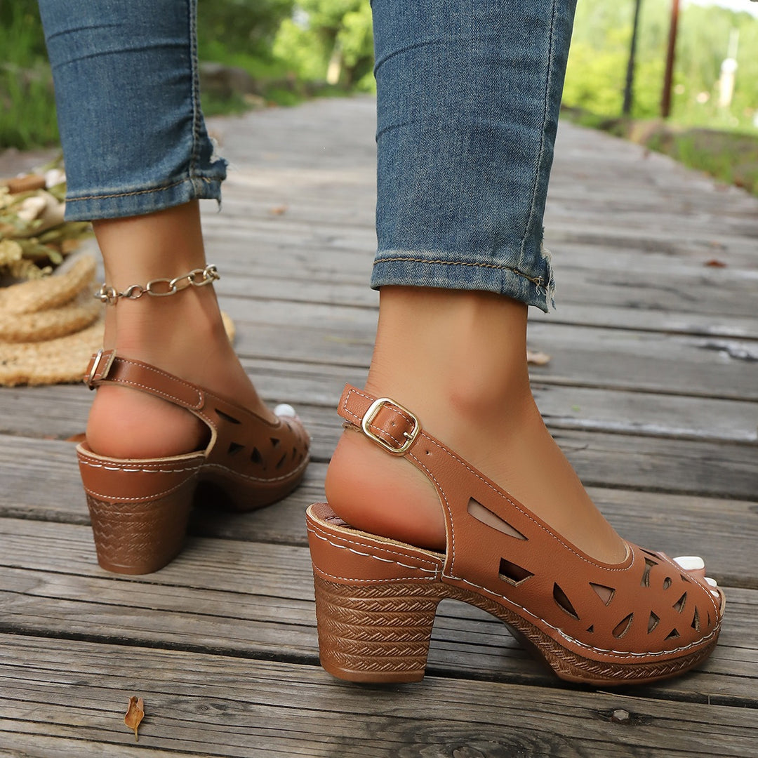 Damen Hochhackige Plattform Sandalen mit offener Zehenpartie EB