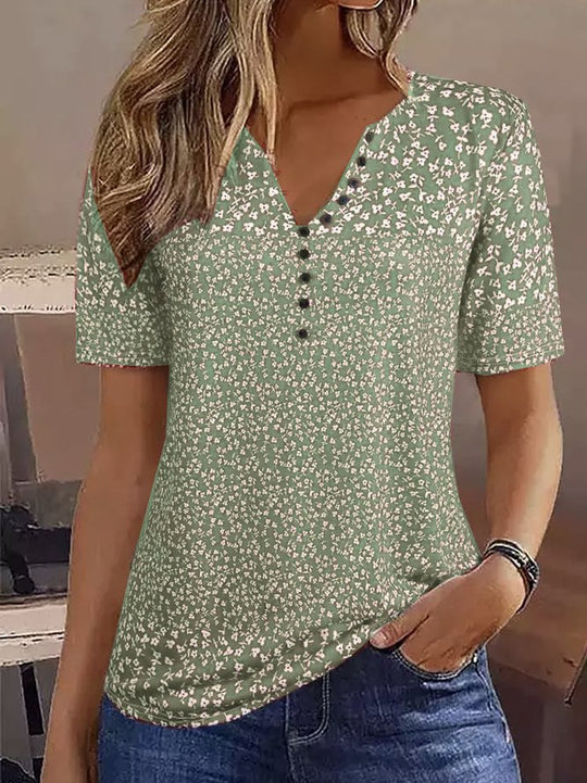 Damen Kurzarmbluse mit floralem Muster EB