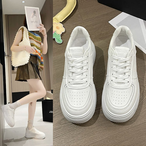 Damen modische Plateau-Sneaker mit atmungsaktivem Obermaterial und rutschfester Sohle EB