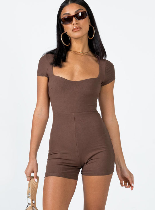 Damen figurbetonter Jumpsuit mit Quadrat-Ausschnitt und kurzem Arm EB