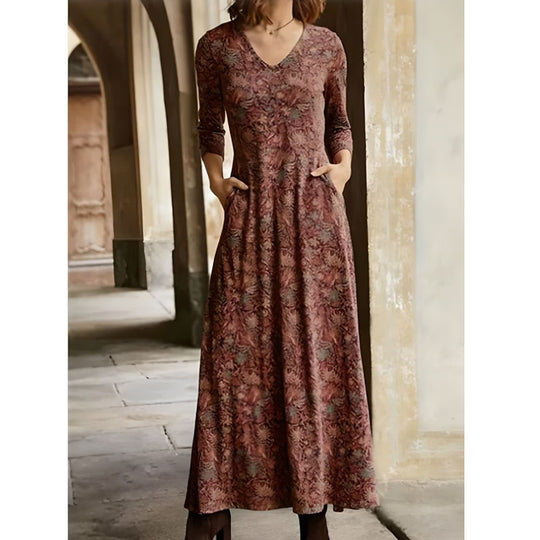 Damen Maxikleid mit dekorativen Mustern und praktischen Taschen EB