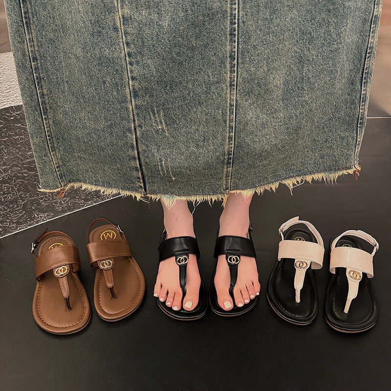 Damen Zehentrenner-Sandalen mit modischem Riemendesign und verstellbarem Riemen EB