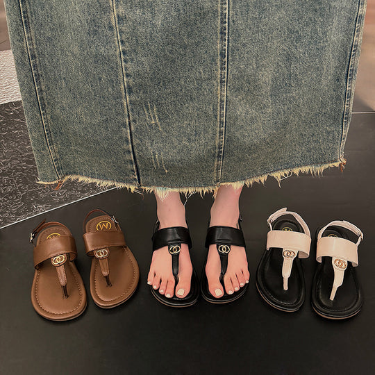 Damen Zehentrenner-Sandalen mit modischem Riemendesign und verstellbarem Riemen EB