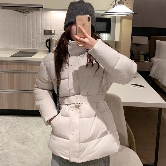 Damen klassische Pufferjacke mit hohem Kragen und praktischen Taschen EB
