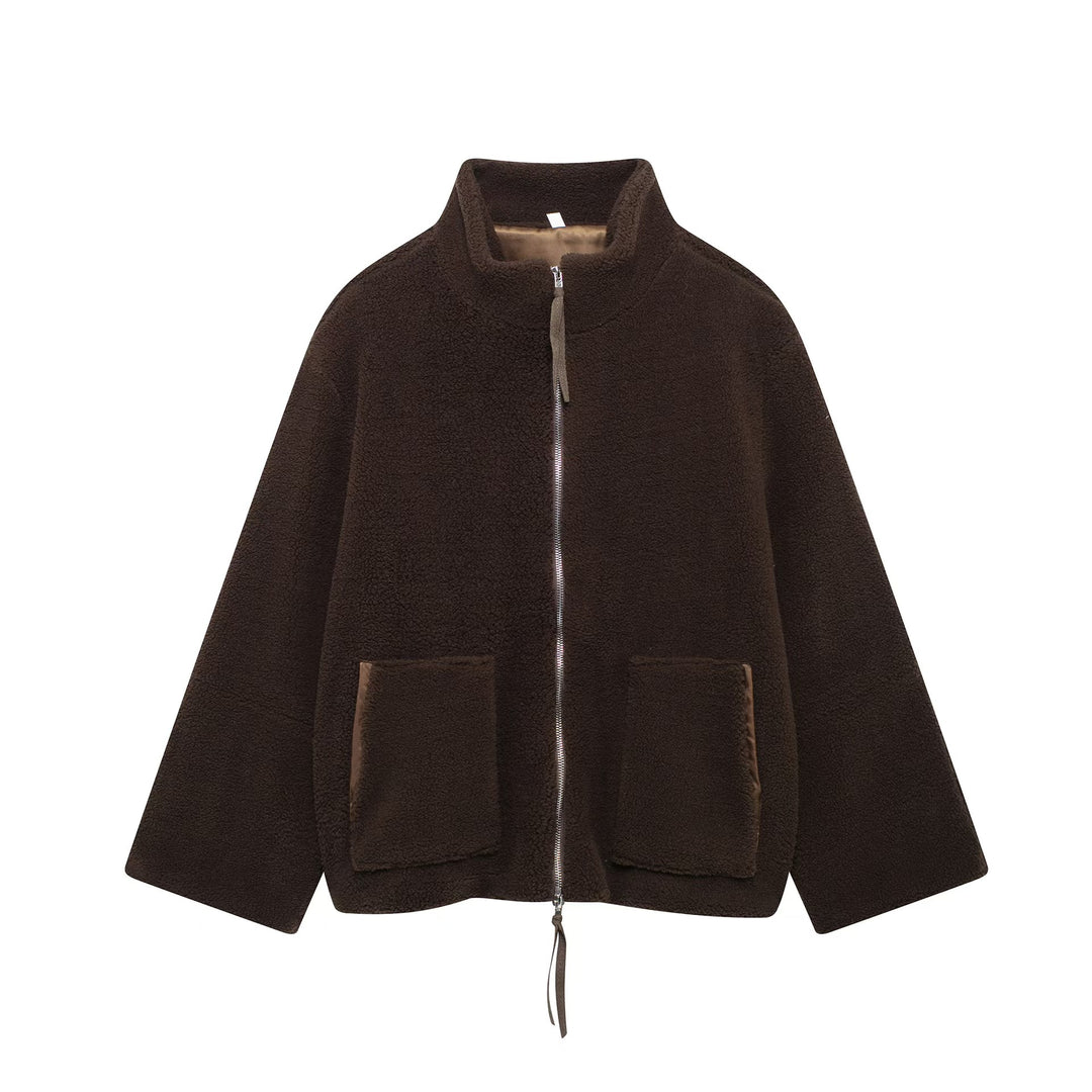 Damen Fleecejacke mit hohem Kragen und Reißverschluss EB