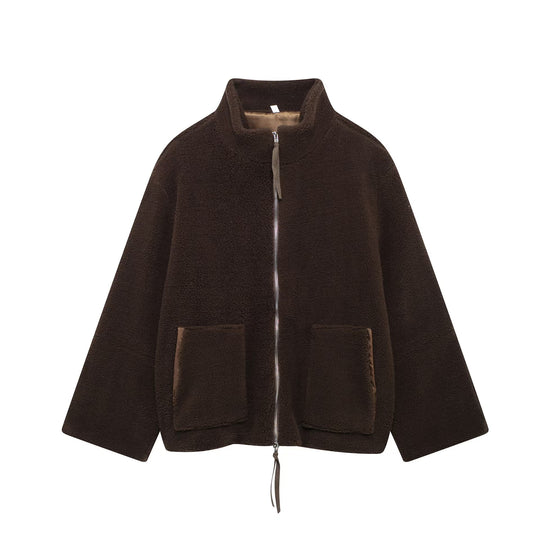 Damen Fleecejacke mit hohem Kragen und Reißverschluss EB