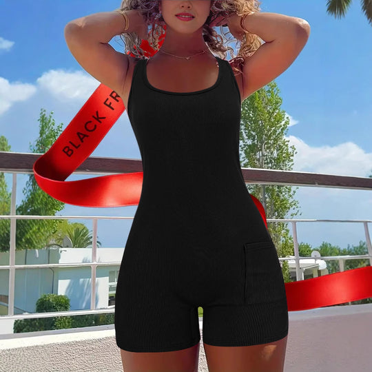 Damen Freizeit-Jumpsuit mit figurbetonender Passform und praktischer Seitentasche EB