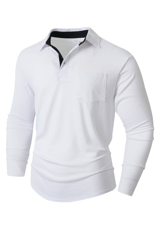 Herren elegantes Langarm Poloshirt mit modernem Kragen und leichtem Stretch EB