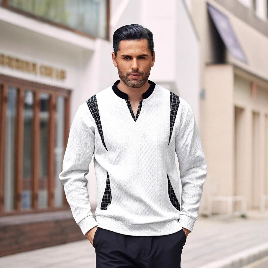 Herren Strickpullover mit modischen Karoelementen EB