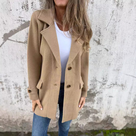 Damen Modische und vielseitige Doppelreiher-Jacke EB