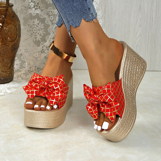 Damen Plattform Sandalen mit Schleifen-Detail EB