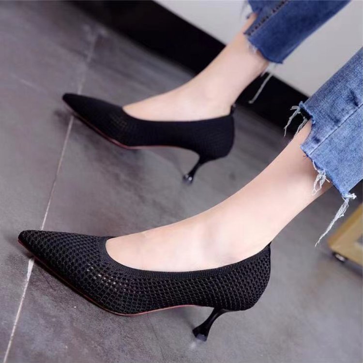 Damen elegante Spitzen-Pumps mit perforiertem Obermaterial EB