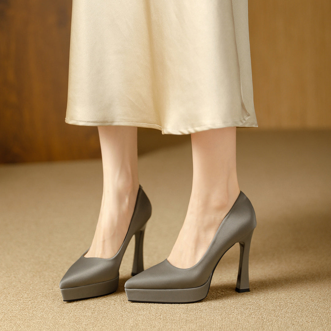 Damen Elegante Plateau-Pumps mit transparenter Absatzgestaltung EB