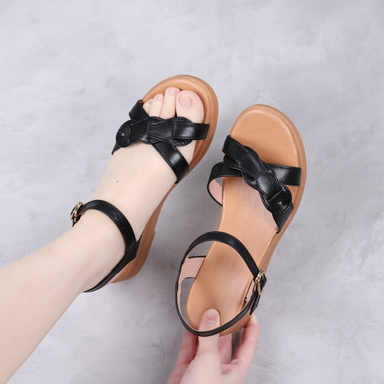 Damen Komfortable Sandalen mit verstellbarem Knöchelriemen und flexibler Sohle EB