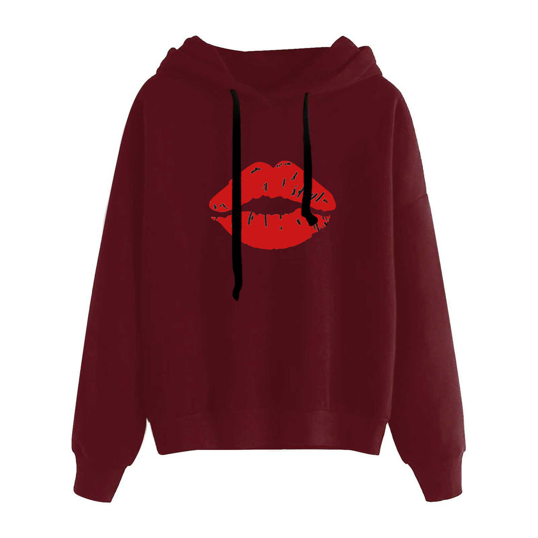 Damen nan lässiger Oversize Kapuzenpullover mit Herz‑und‑Pfotenprint, Kordelzug und gerippten Bündchen EB
