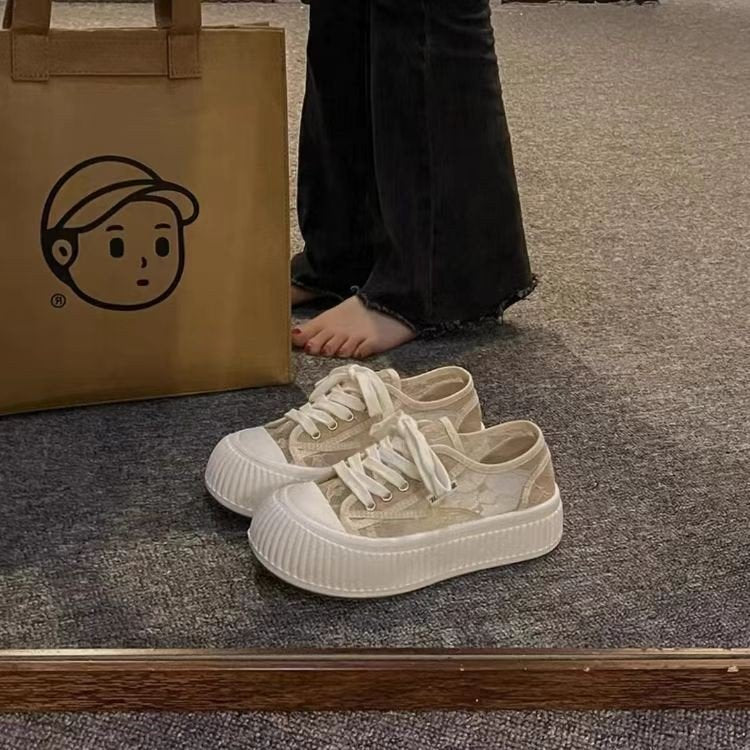 Damen Modische Sneaker mit hohem Plateau und atmungsaktiver Oberflächenstruktur EB