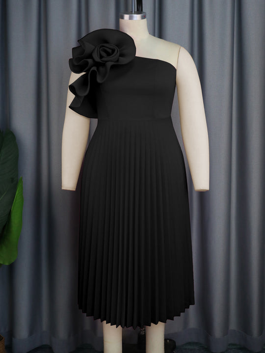Damen elegantes Cocktailkleid mit voluminöser Blütenapplikation EB