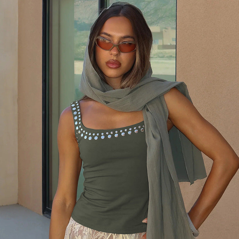 Damen Trägertop mit stylishen Metallakzenten und figurbetontem Schnitt EB