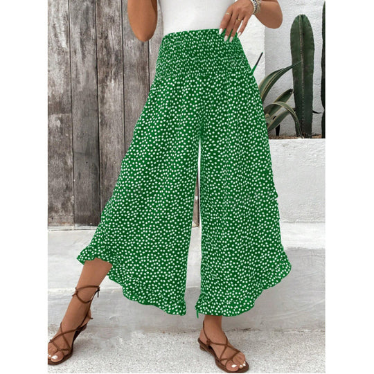 Damen Freizeithose mit weitem Bein und modernem Polka-Dot-Muster EB